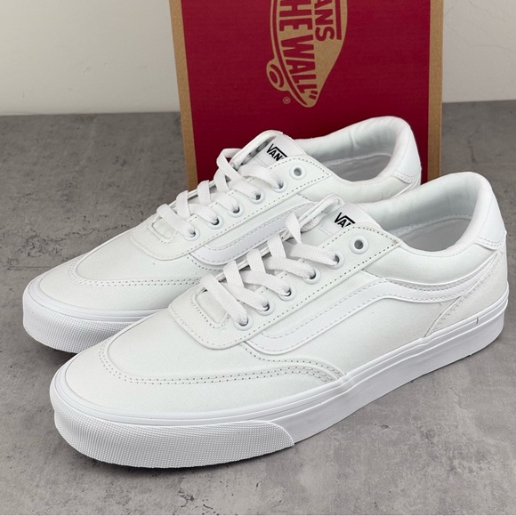 Vans Shoes - Vans women’s Brooklyn Ls Canvas Trainers All White New In Box Size 10.5